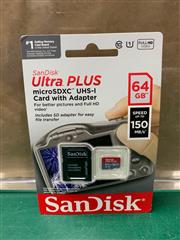 SanDisk Ultra PLUS 64GB microSDXC UHS-I Card w Adapter - 150 MB/s